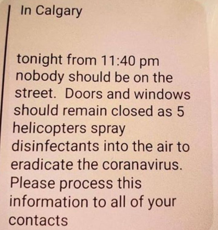 No, the City of Calgary is not using helicopters to spray the streets with disinfectant – CBC.ca